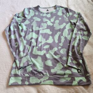 Burton Midweight Base Layer Long Sleeve Shirt Gray Green Camo Women’s XL EUC